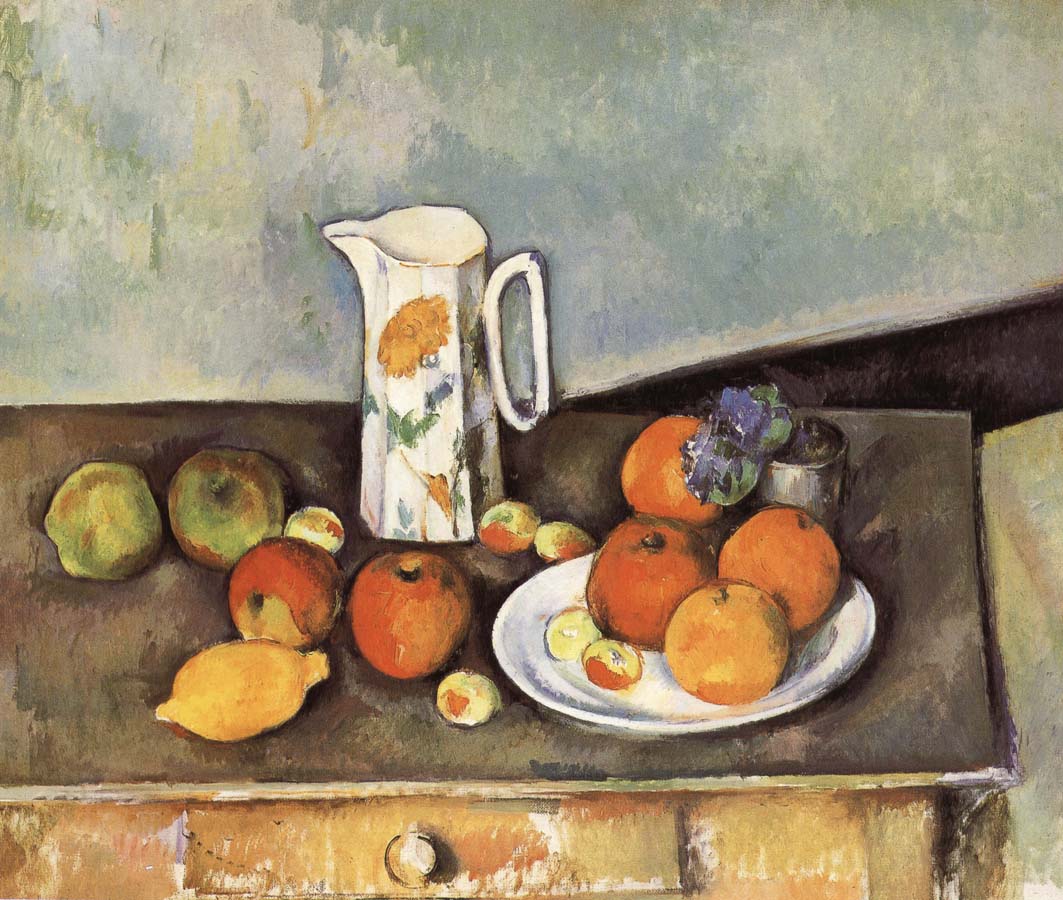 table of milk and fruit
